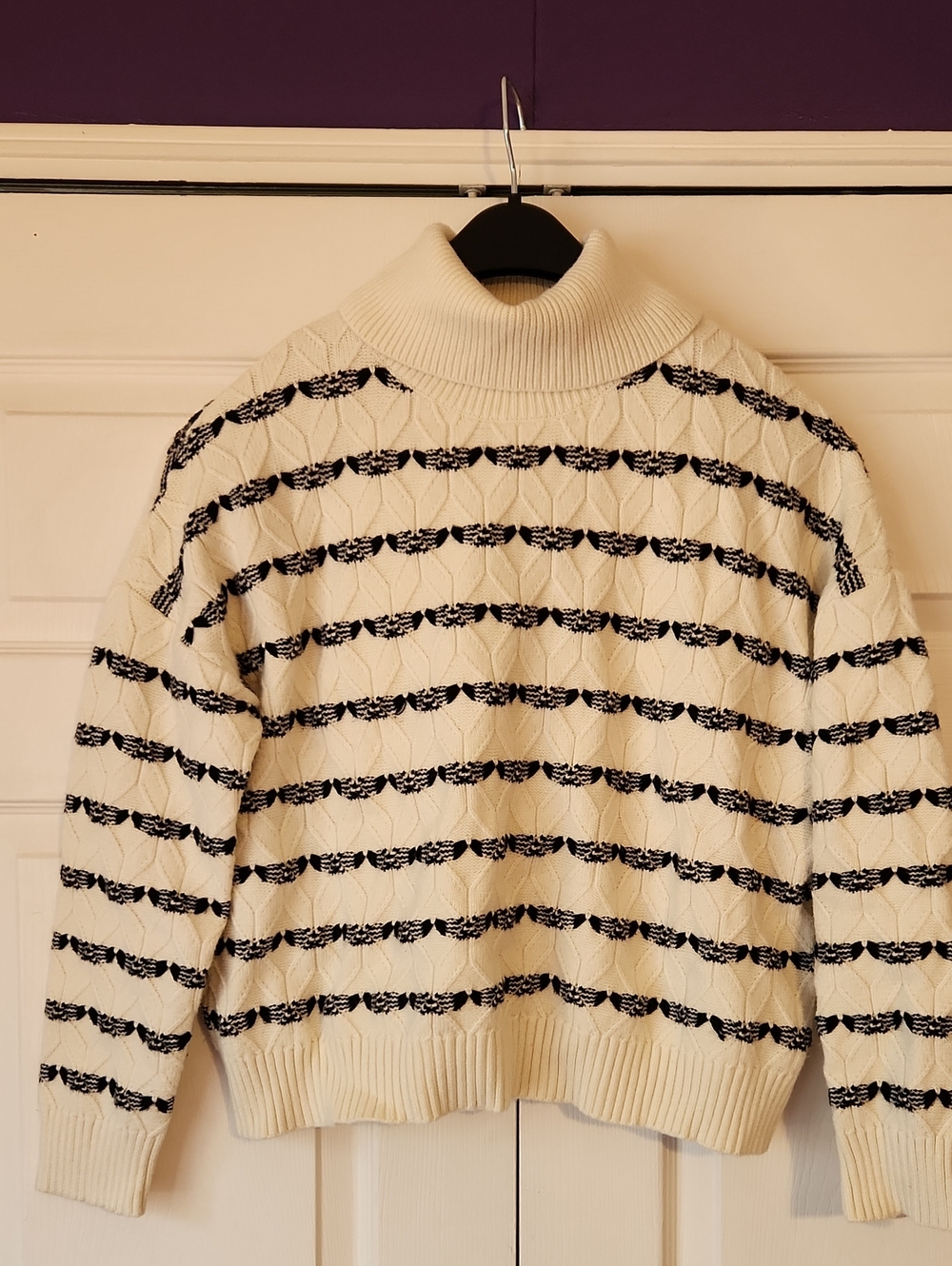 JoieCream & Black Striped Turtleneck Sweater - Size XLarge